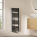 EMKE Badkamerradiator handdoekdroger, handdoekverwarmer 400 x 1000 mm 356 watt antraciet handdoekradiator voor water centrale aansluiting