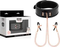 BEGME BLACK EDITION Collar met Cadena Y PINZAS PEZONES met gat DE NOPReno