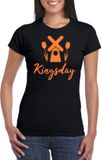 Bellatio Decorations Koningsdag shirt voor dames - Holland - zwart - met glitters - feestkleding XS