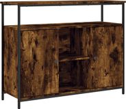 vidaXL Dressoir gerookte eik, 100 x 35 x 80 cm, bewerkt hout
