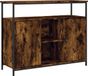 vidaXL Dressoir gerookte eik, 100 x 35 x 80 cm, bewerkt hout