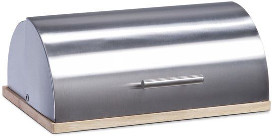 Zeller Broodtrommel - Zilver/Metaal - 39x27x16 cm
