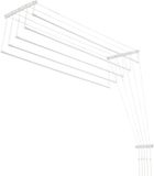 KADAX Plafondwasdroger, wasdroger voor het plafond met 5 stangen, wanddroger met stalen spijlen, plafonddroger, draagvermogen tot 10 kg (wit/140 cm)