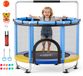 VEVOR Mini Trampoline voor Kinderen met Stuur, Veiligheidsnet, Blauw, 150 cm