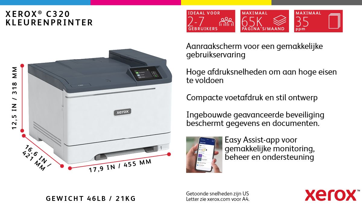Xerox C325 - Multifunctionele A4 Kleurenlaserprinter - Draadloos - Duplex - 33 ppm