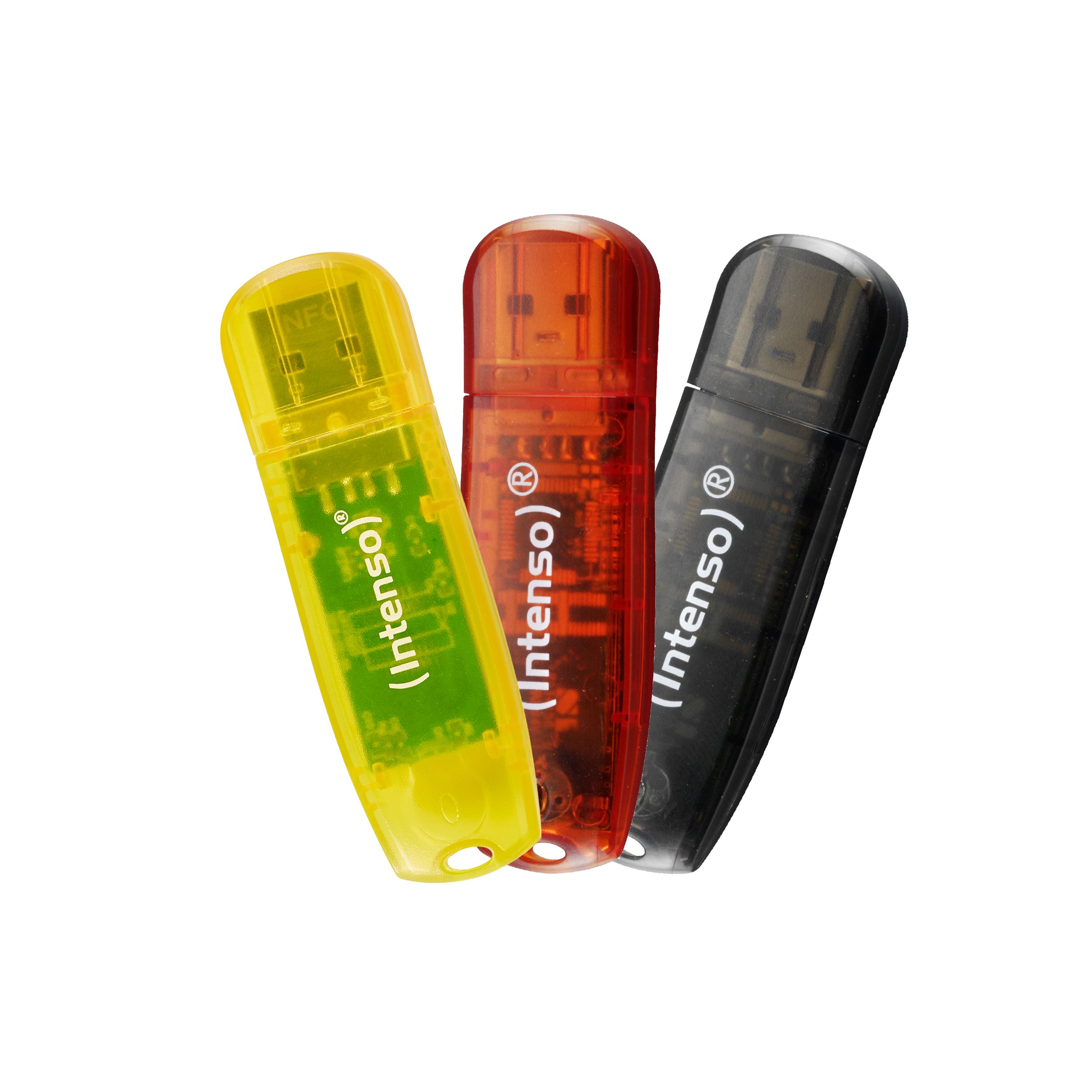 Intenso Rainbow 3x32GB USB 2.0 Flash Drive - Yellow/Red/Black