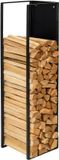 Relaxdays Brandhoutrek, wandmontage, 120 x 25 x 25 cm (h x b x d), brandhoutrek, gepoedercoat, ijzer, brandhouthouthoud, zwart