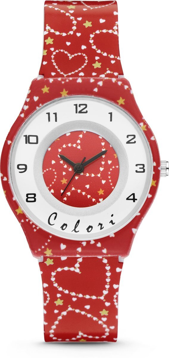 Colori Funtime 5-CLK104 - Horloge - siliconen - 34 mm - rood
