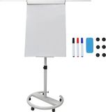 Merkloos Relaxdays Flipover Whiteboard - Op Wielen - Verstelbaar - 100x70 cm - Wit