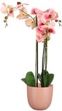 Mica Decorations Orchidee kunstplant roze - 75 cm - inclusief bloempot lichtroze glans