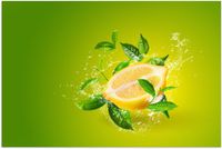 Merkloos / Sans marque Poster - Citroen en Groene Bladeren - 120x80 cm - Glanzend