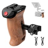 Neewer Houten zijhandgreep met record start/stop afstandsbediening trigger NAVO-klem 1/4 \"& 3/8\" schroefdraad verticale aanpassing 22 lbs belasting compatibel met SmallRig camerakooi Sony Fujifilm
