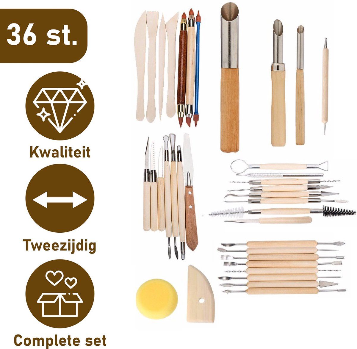 ArtJo Klei Gereedschap Pottenbakken Boetseren Boetseer Set - Beeldhouwen voor Kind/Kinderen/Volwassenen - Voor Beginners - Boetseergereedschap - Met Boetseerspatel - Spatels/Mes/Mesjes/Mirettes - Keramiek/Polymeer/Boetseerklei - Modelleer - Kleigereedschap