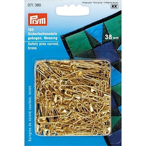 Prym 071 380 Veiligheidsspelden MS 2 gebogen 38 mm, 150 stuks, messing