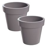 WELLHOME 2 x Lofly bloempot van kunststof in grijs, 15,8 x 15,8 x 14,4 cm