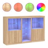 VidaXL Dressoir met LED-verlichting, Sonoma-eikenhout, 162x37x100 cm
