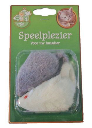 Gebr. de Boon K.splg bontmuis 4cm grijs/wit a 2st