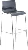 In And OutdoorMatch Tabouret de bar Jovanny - Gris - Chrome - Base à 4 pieds - Design industriel - Dossier - Repose-pieds - Assise en plastique