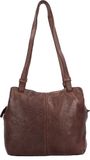 HAROLD'S Leren Schoudertas Submarine Shopper Twin Brown Donkerbruin
