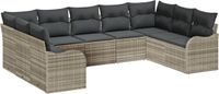vidaXL Banc de jardin 9 pièces gris clair polyrattan