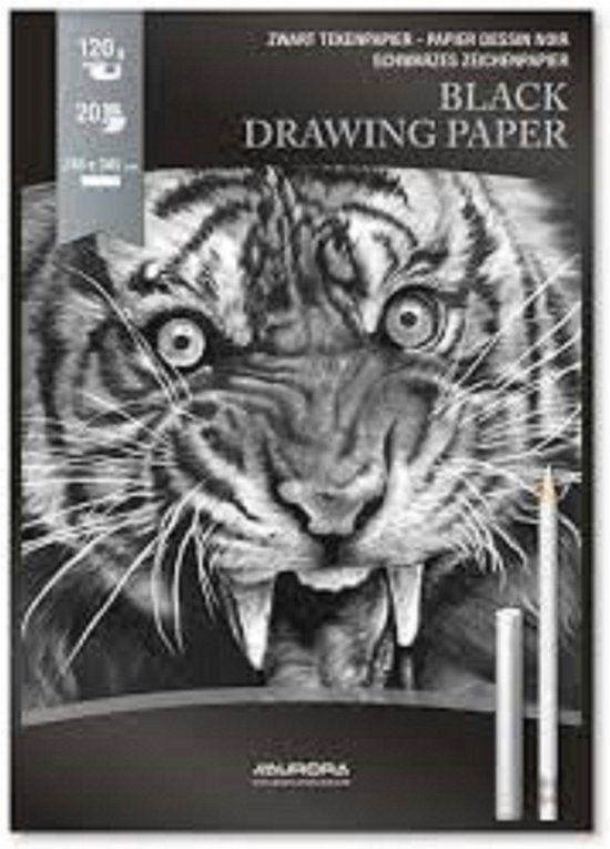 Aurora Tekenblok A4 - 20 vel - 120 grams - Zwart Papier