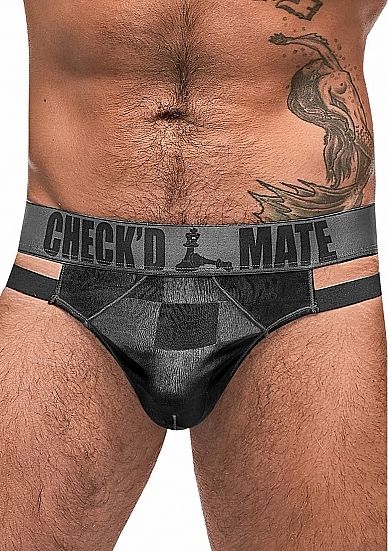 Checked Mate Cutout Thong - Black - S/M S/M