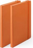 Merkloos Notitieboekje - 2x - met elastiek - A5 - oranje - 100 pagina's - Hardcover