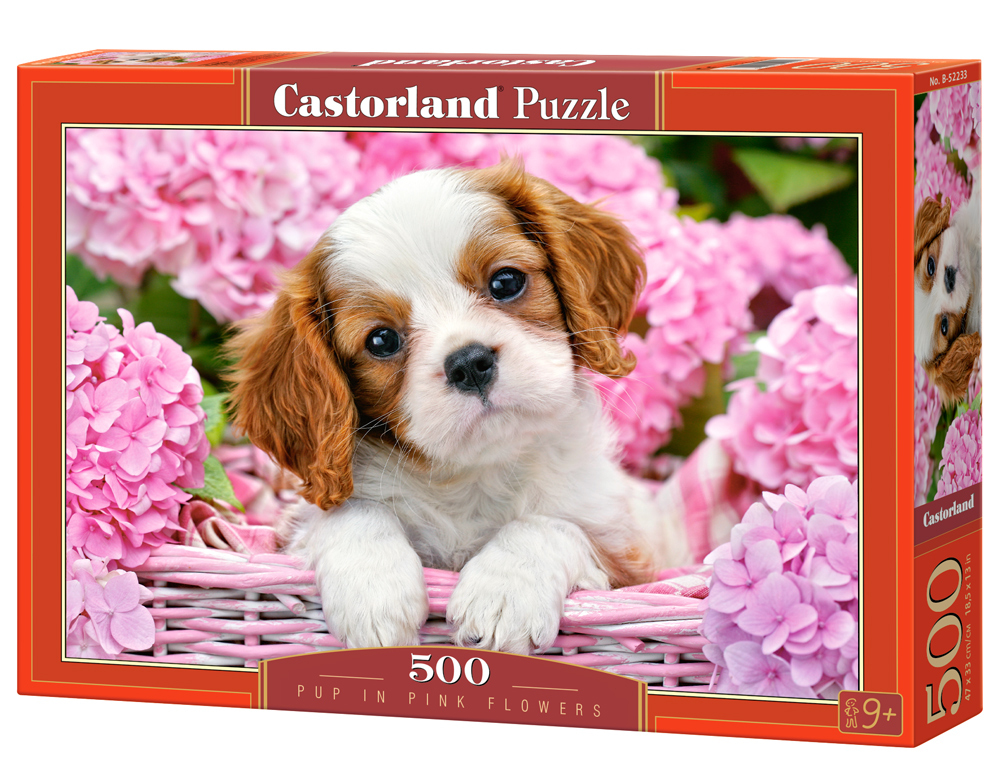 Castorland Pup in pink flowers 500 stukjes