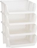 Kinvara Pakket van 4x opberg kratten/rekken/organizers wit 39 x 30 x 13 cm