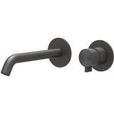IVY Tribe Wastafelkraan Afbouwdeel - 2-Gats Wandmontage - Gebogen Uitloop - Geborsteld RVS 316 Carbon Black PVD