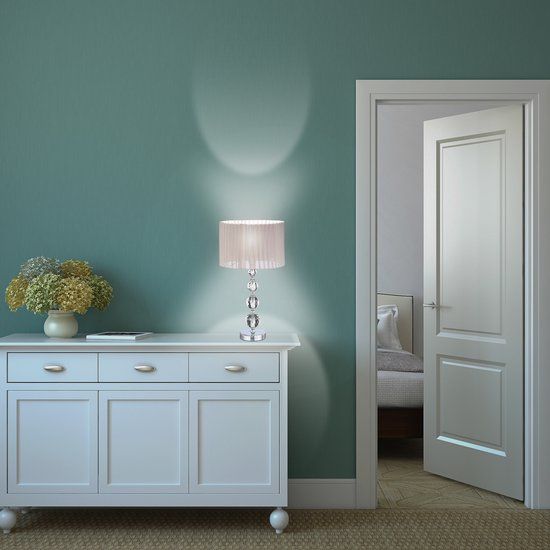 Relaxdays Nachtlamp Kristal - Designerlamp - Tafellamp - Ronde Lampenkap - Leeslamp - Lamp