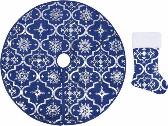 vidaXL - Kerstboomrok - luxe - met - sok - 150 cm - stof - blauw