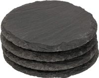 Merkloos Onderzetters Leisteen - Set van 4 stuks - Ronde leisteen onderzetters