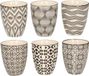 Cosy & Trendy Koffiekopjes Nikko - 12x stuks - zwart met wit - 250 ml - Koffie/thee mokken zonder oor