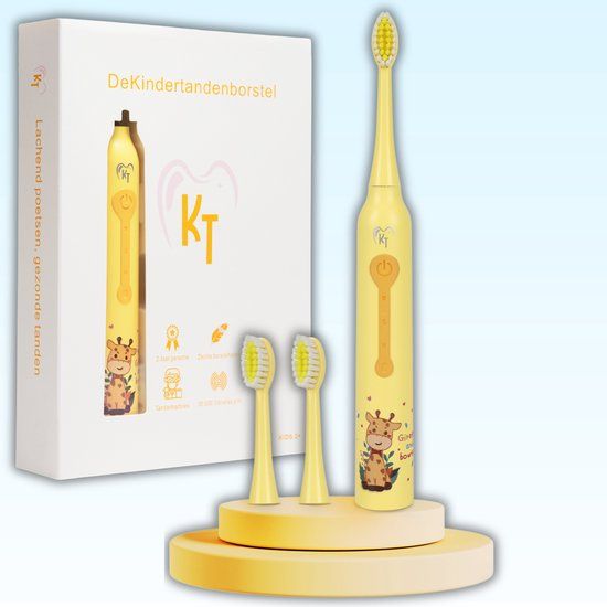 DeKinderTandenborstel KT - Giraffe - Elektrische tandenborstel kind - Geel - Sonische elektrische kindertandenborstel