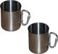 Merkloos / Sans marque Van Os Imports B.V. 4x Roestvrij Stalen Mok met Karabijnhaak - Outdoor/Camping - 300 ml - Zilver