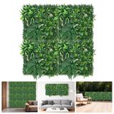 Gazon artificiel Panneaux muraux en gazon artificiel - set de 4 pièces, 50x50 cm - Clôture, écran d'intimité, clôture - Haie artificielle, fond photo - Décoration pour balcon et jardin - Vert