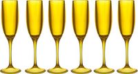 Home Deco Factory Champagneglas - 6x - 13 cl - geel - glas - vaatwasserbestendig