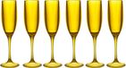 Home Deco Factory Champagneglas - 6x - 13 cl - geel - glas - vaatwasserbestendig
