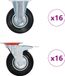 Syfax 32er Möbelrollen Set 125mm Gummi, 16 Lenkrollen (mit Bremse) & 16 Bockrollen, 100kg je Rolle