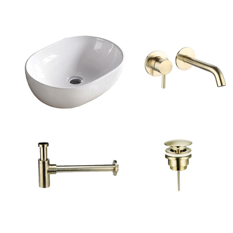 Badkamerplanet Waskomset Keramiek Milano Goud Inbouwkraan 48x35x14 cm