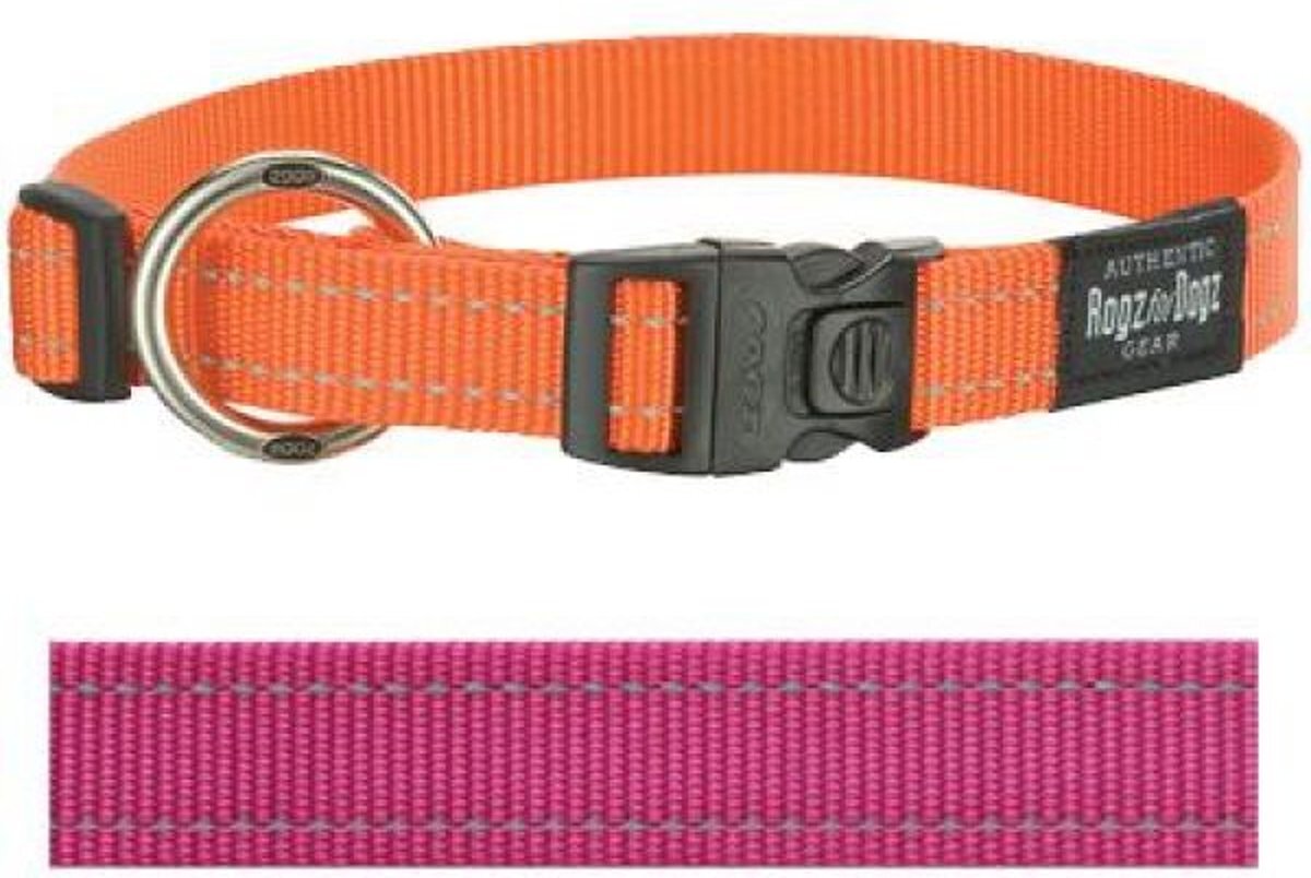 ROGZ FOR DOGS Fanbelt Hondenhalsband - 20 mm x 34-56 cm - Roze