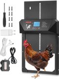 VEVOR Automatisch Kippenluik met LCD-Scherm, Lichtsensor, Timer, Handmatige Verstelling, Bescherming tegen Knelen, Kippenhokluik, Kippenrenpoortopener voor Boerderij, 405 x 330 x 85 mm