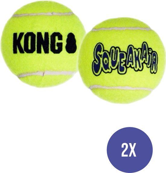 Kong Squeakair Tennisbal Geel Met Piep - LARGE - 8 CM - 4 stuks