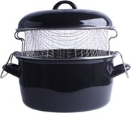 Merkloos Frituurpan - Pan met mandje - Oliebollen pan - Deepfryer - 24cm - Zwart
