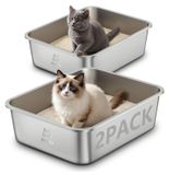 Merkloos Kattenbak Kattentoilet - Roestvrij staal - 45 x 35 x 15 cm