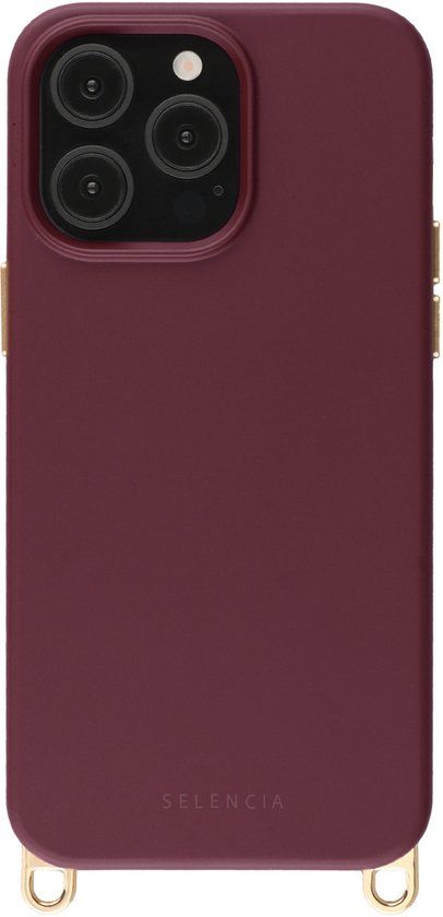 Selencia Rivièra MagSafe Backcover met afneembare haakjes voor de Apple iPhone 14 Pro - Bold Burgundy