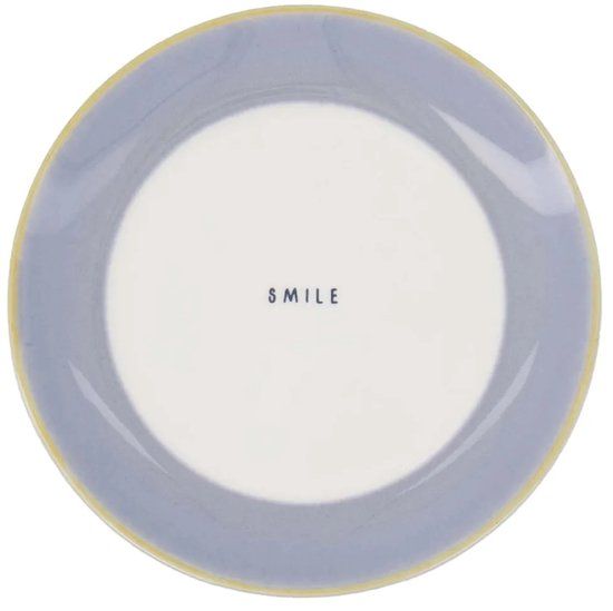 Zusss Gebaksbordje Smile Lichtblauw Keramiek 14.5 cm