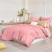 TRANKIELO® - Ensemble de literie en flanelle 220 x 240 cm – 3 pièces, chaud, duveteux, facile d'entretien, rose