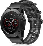 Strap-it Stoffen nylon bandje gesp geschikt voor Garmin Fenix 5s / 6s / 7s / Epix Pro (Gen 2) / Instinct 2s - Zwart/grijs
